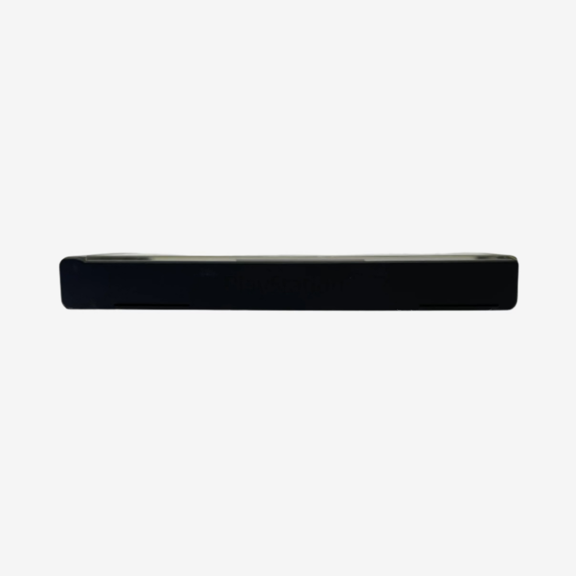 Black rectangular object on a gray background