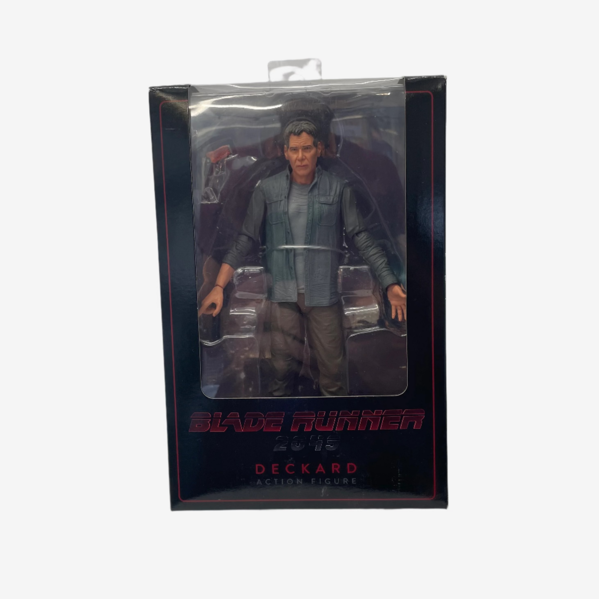 Action figure in packaging with 'Blade Runner' branding on a white background
