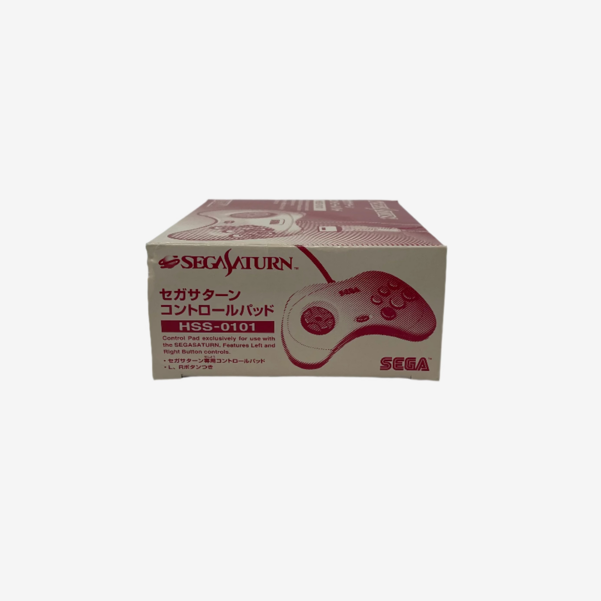 Sega Saturn control pad box on a white background