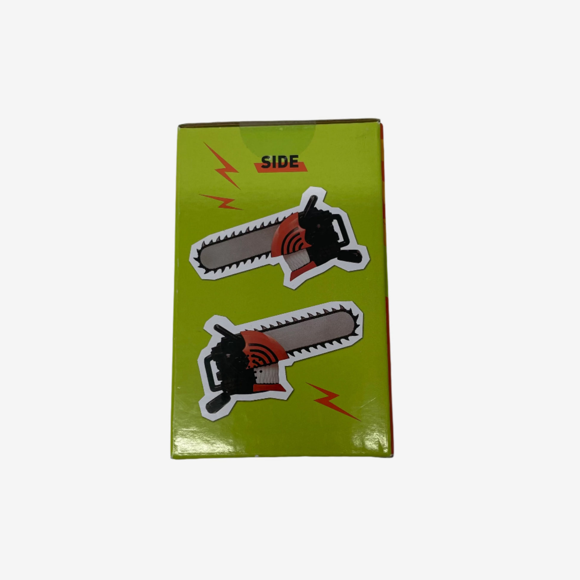 Green box with two chainsaw illustrations on a white background