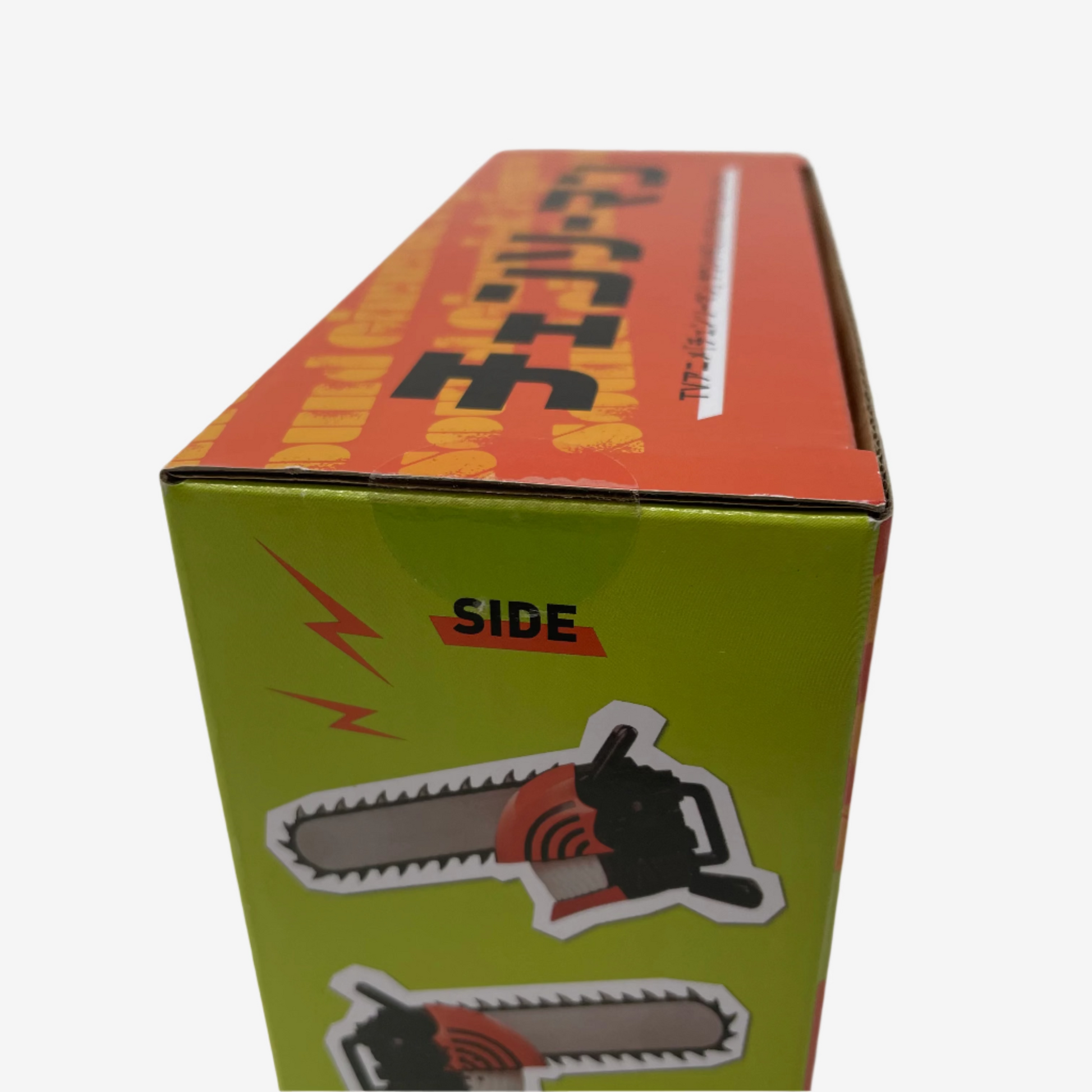 Box with chainsaw illustrations and 'SIDE' text on a white background