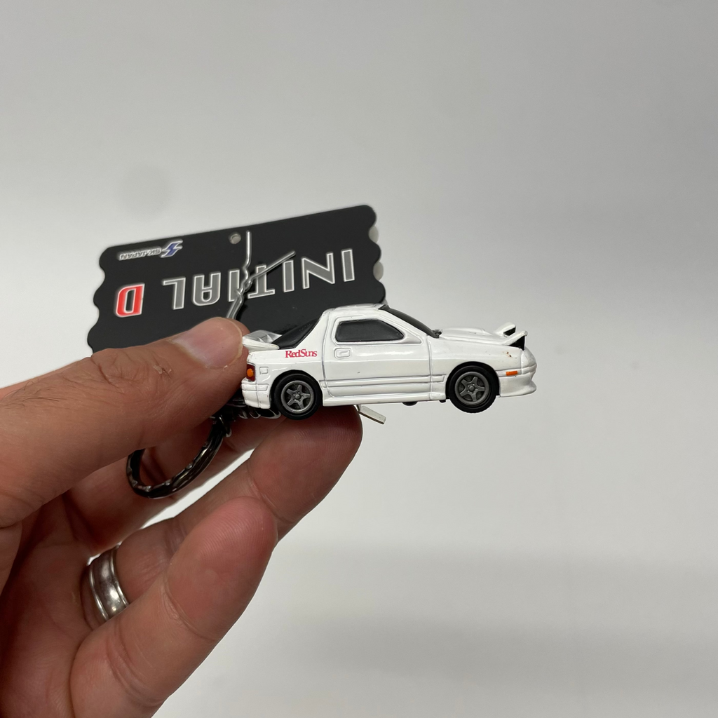 Initial-D White RX-7 Ryosuke Red Suns Key Chain  (Japanese)