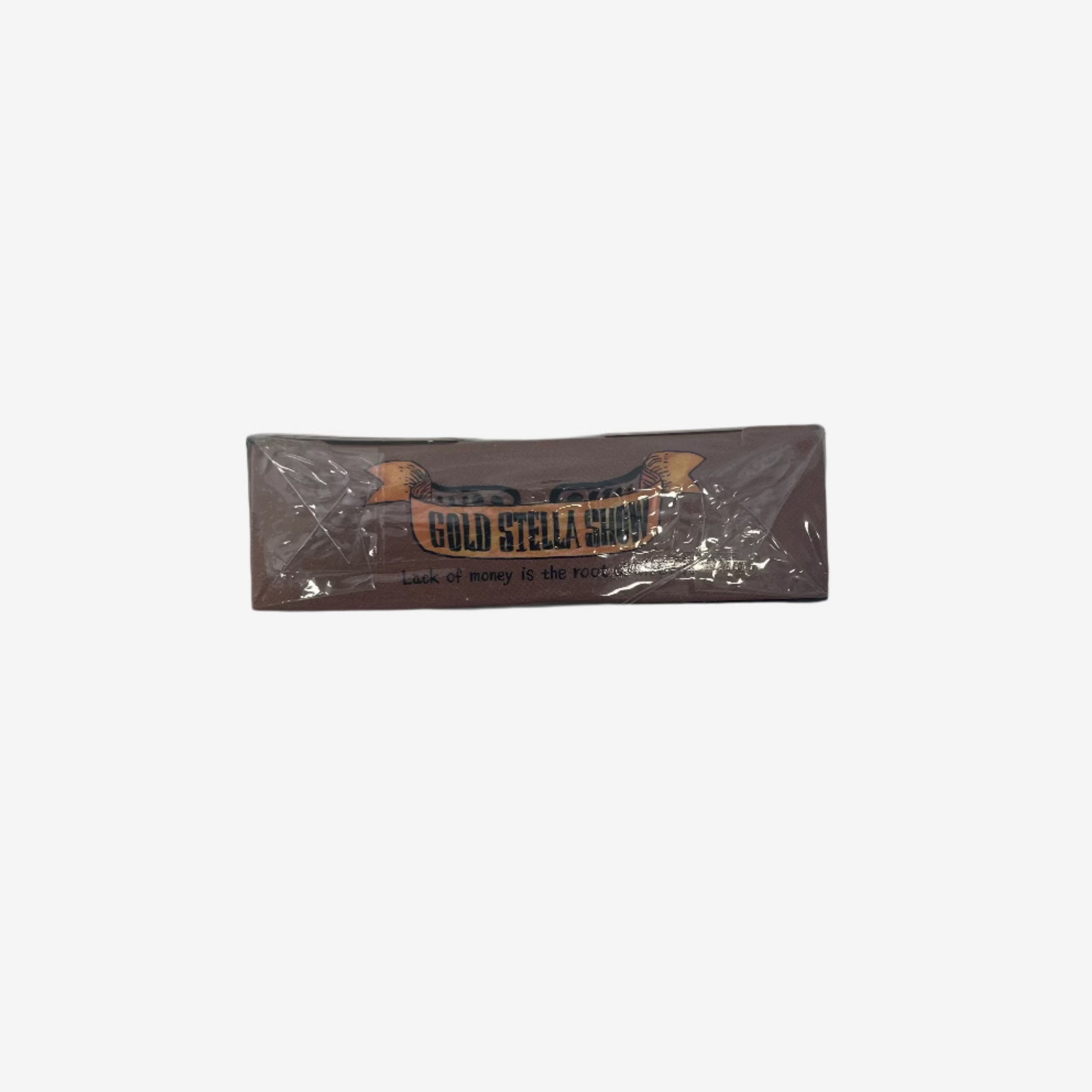 Box of Gold Stella Money on a gray background