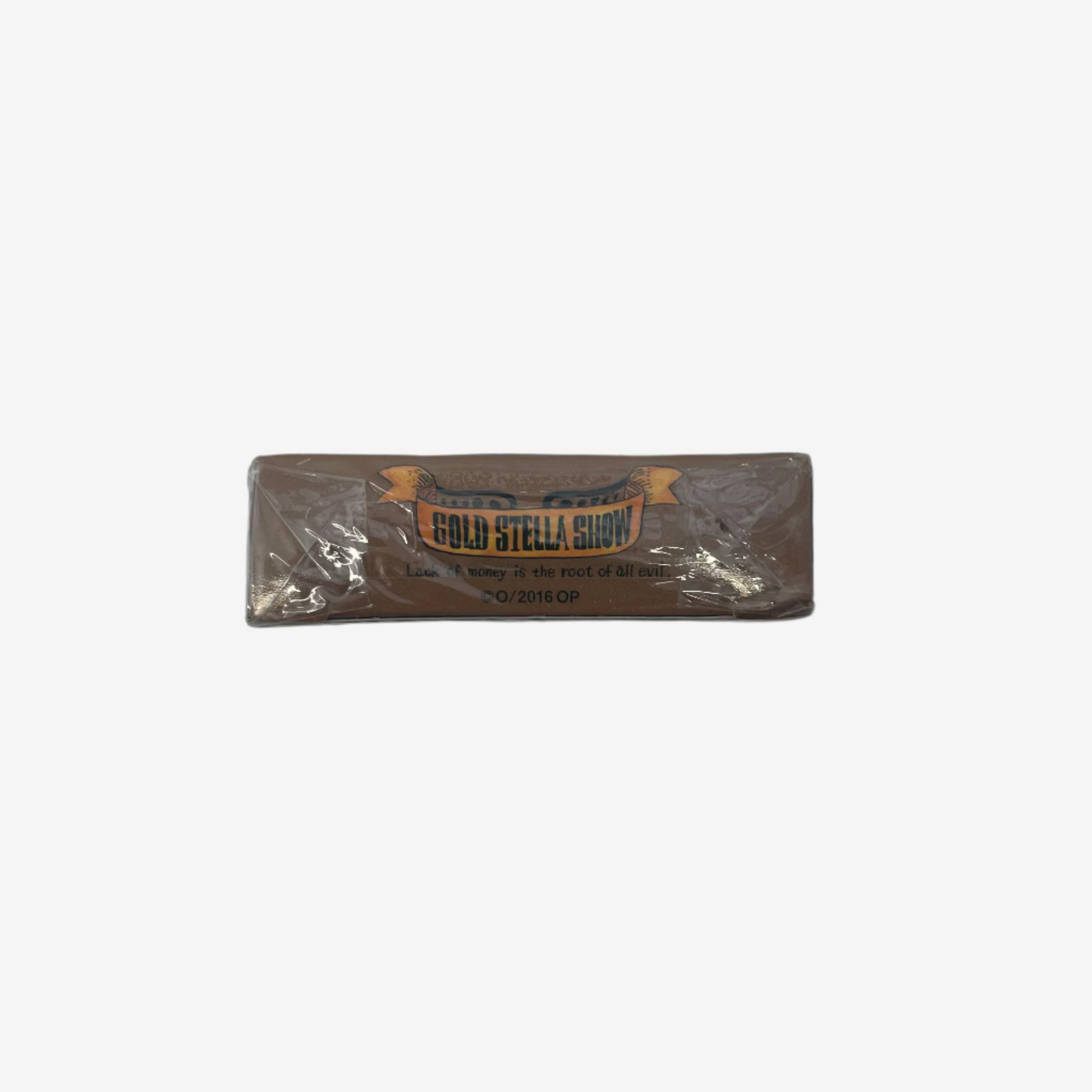 Packaged product with a label on a white background