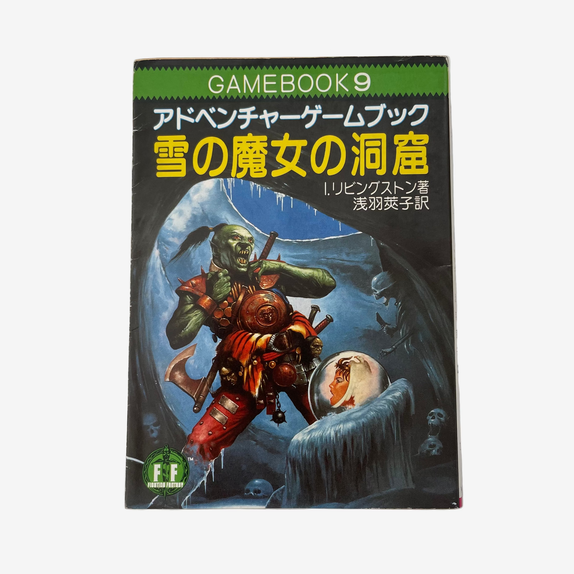 Gamebook cover with fantasy illustration on a white background