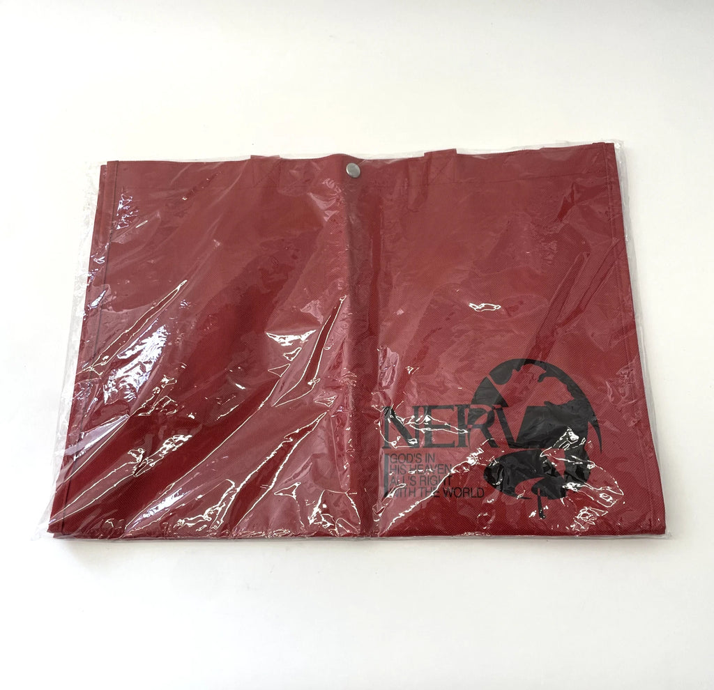Red tarp with a logo on a white background